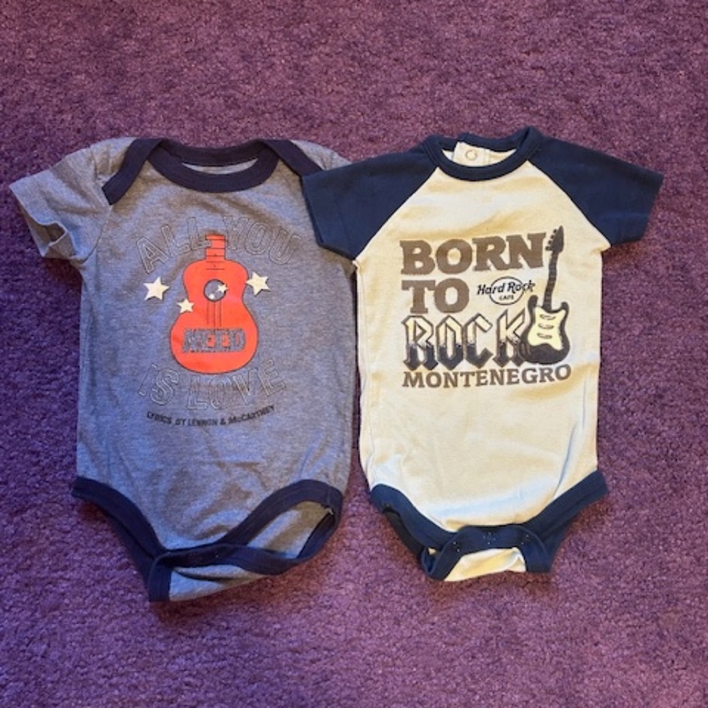 Hard Rock Cafe and Lennon & McCarthy baby onesies - 6 months